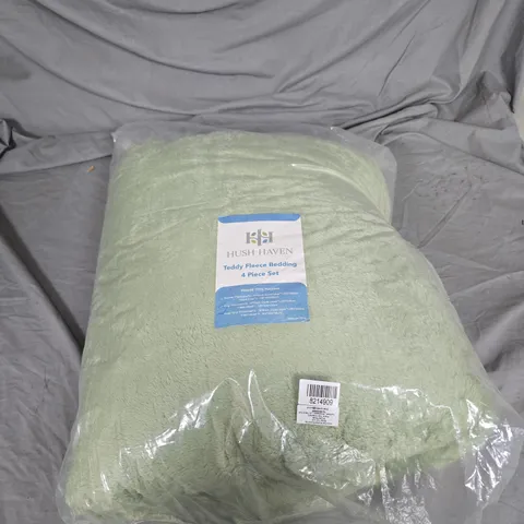 HUSH HAVEN TEDDY FLEECE BEDDING 4-PIECE SET, MINT GREEN