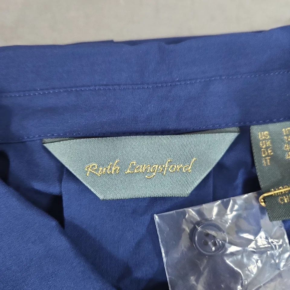 RUTH LANGSFORD FASHION WOMEN'S BLUE SHIRT, UK 14 (US 10) – BUTTON FRONT