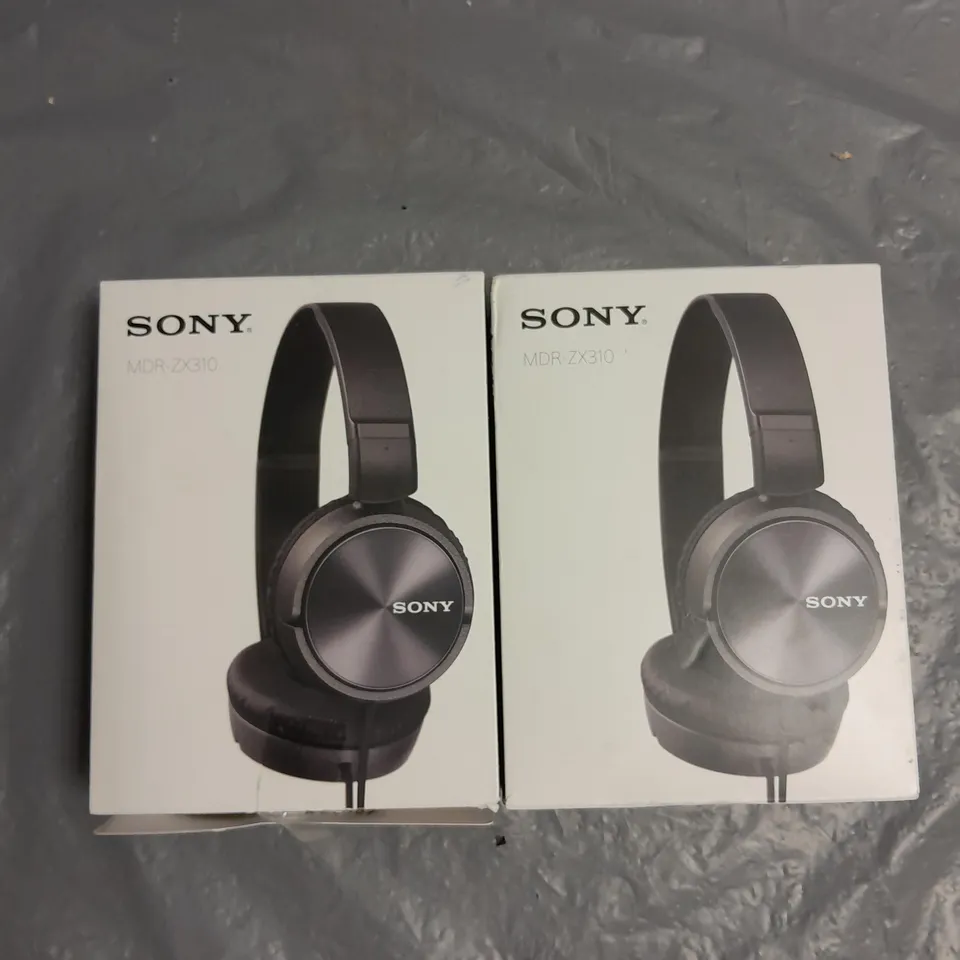 BOXED SONY X2 MDR-ZX310 WIRED STEREO HEADSETS IN BLACK