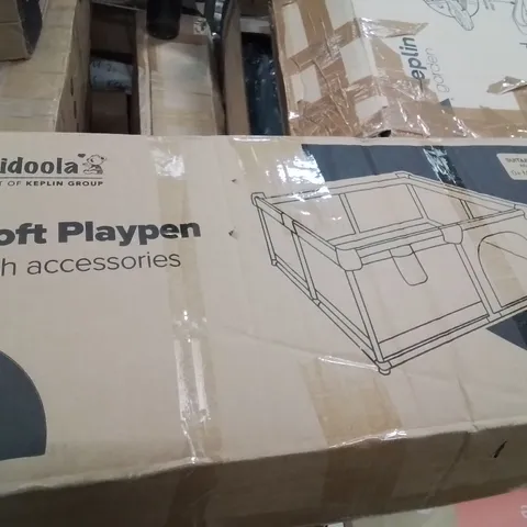 BOXED KIDOOLA SOFT PLAYPEN WITH ACCESSORIES GREY