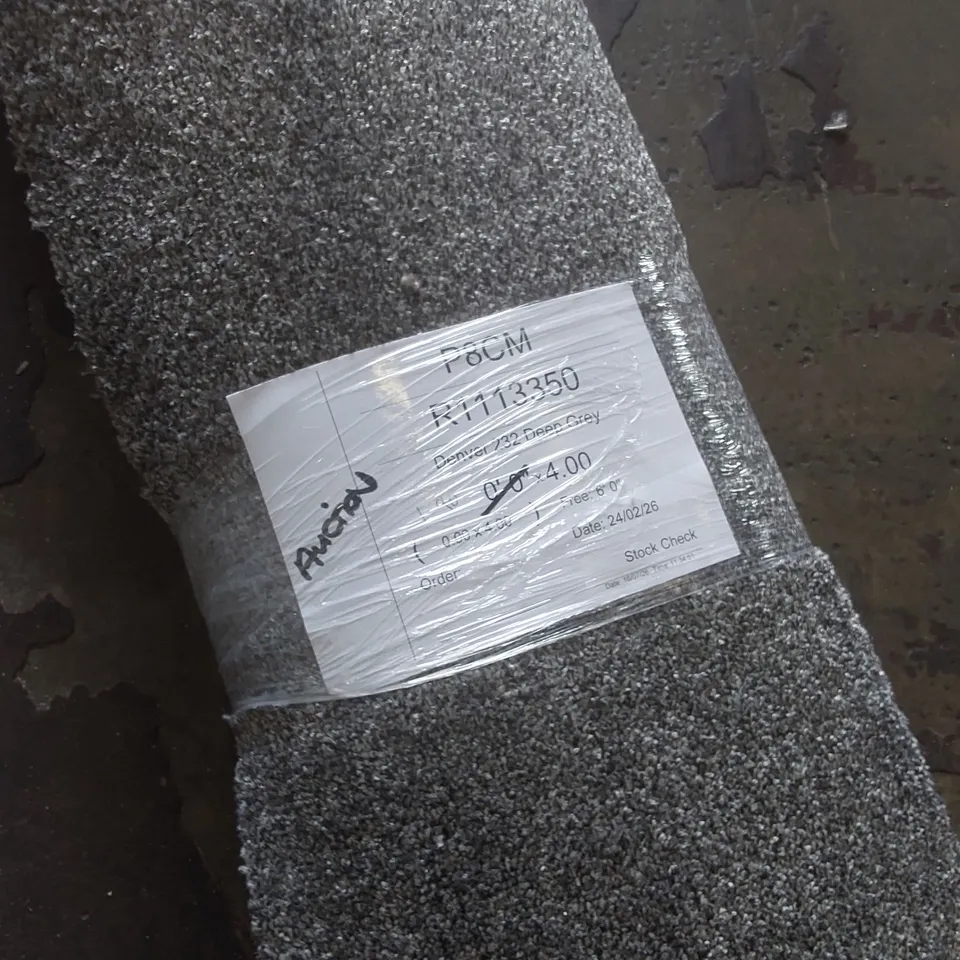 ROLL OF QUALITY DENVER DEEP GREY CARPET - APPROXIMATELY 1.90 x 4m