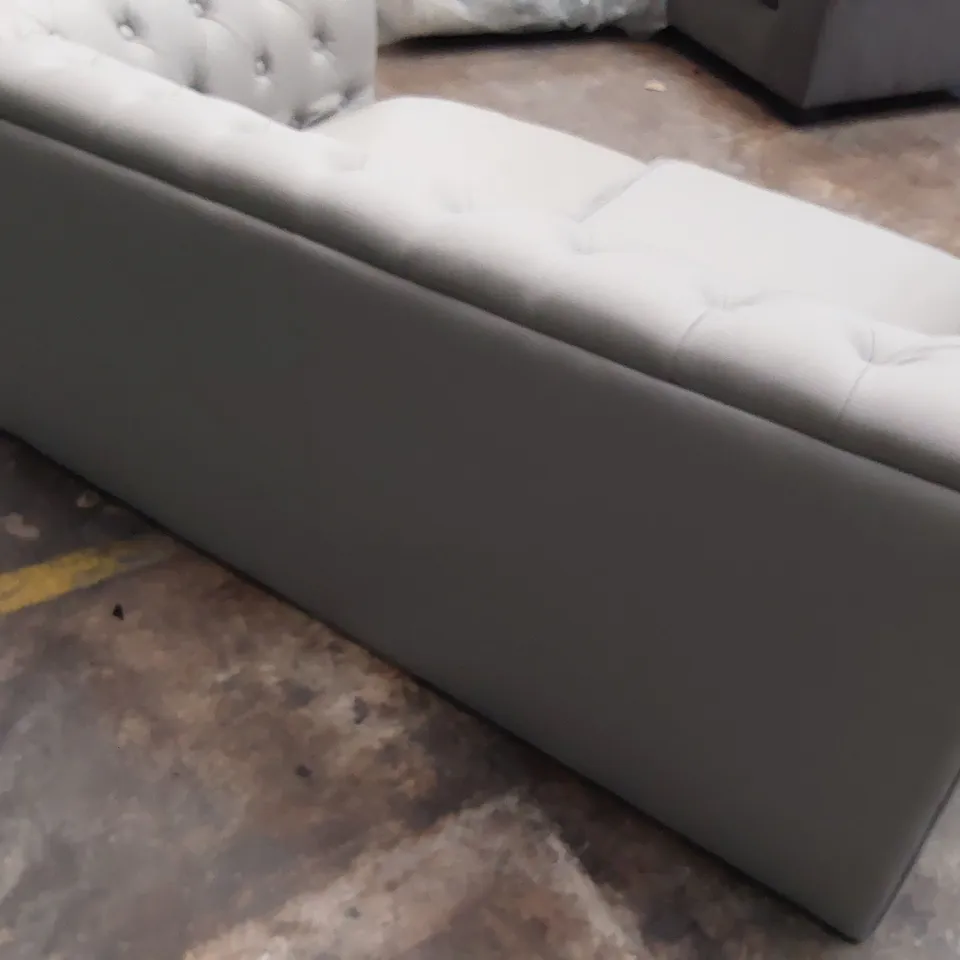 DESIGNER TWO SEATER CHESTERFIELD SOFA GREY LEATHER 