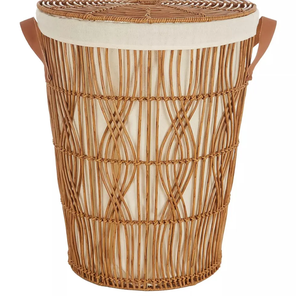 ROUND TAPERED RATTAN STYLE LAUNDRY HAMPER