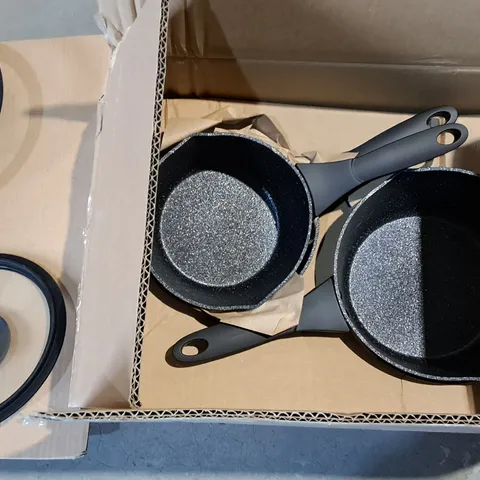 BOXED GOOD HOME SOFT GRIP 3-PIECE SAUCEPAN SET