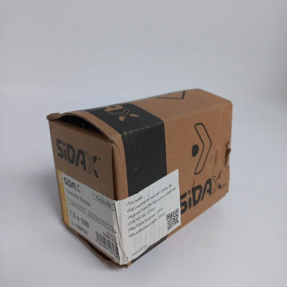 SIDAX CONCRETE SCREWS 7.5 X 100MM, 100 PCS