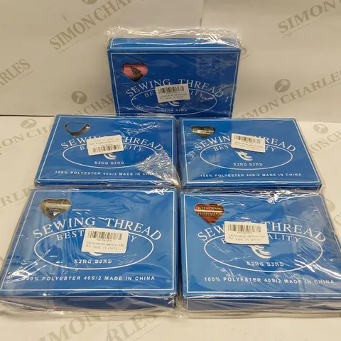 BOX OF APPROXIMATELY 5X 12PCS OF 600 YARDS QUALITY 100% POLYESTER SEWING THREAD SPOOLS