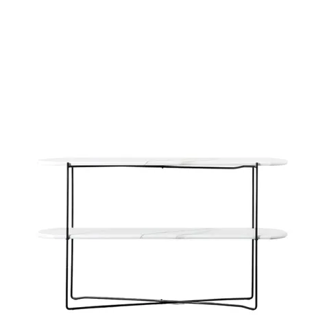 BOXED INFORD CONSOLE TABLE WITH WHITE MARBLE