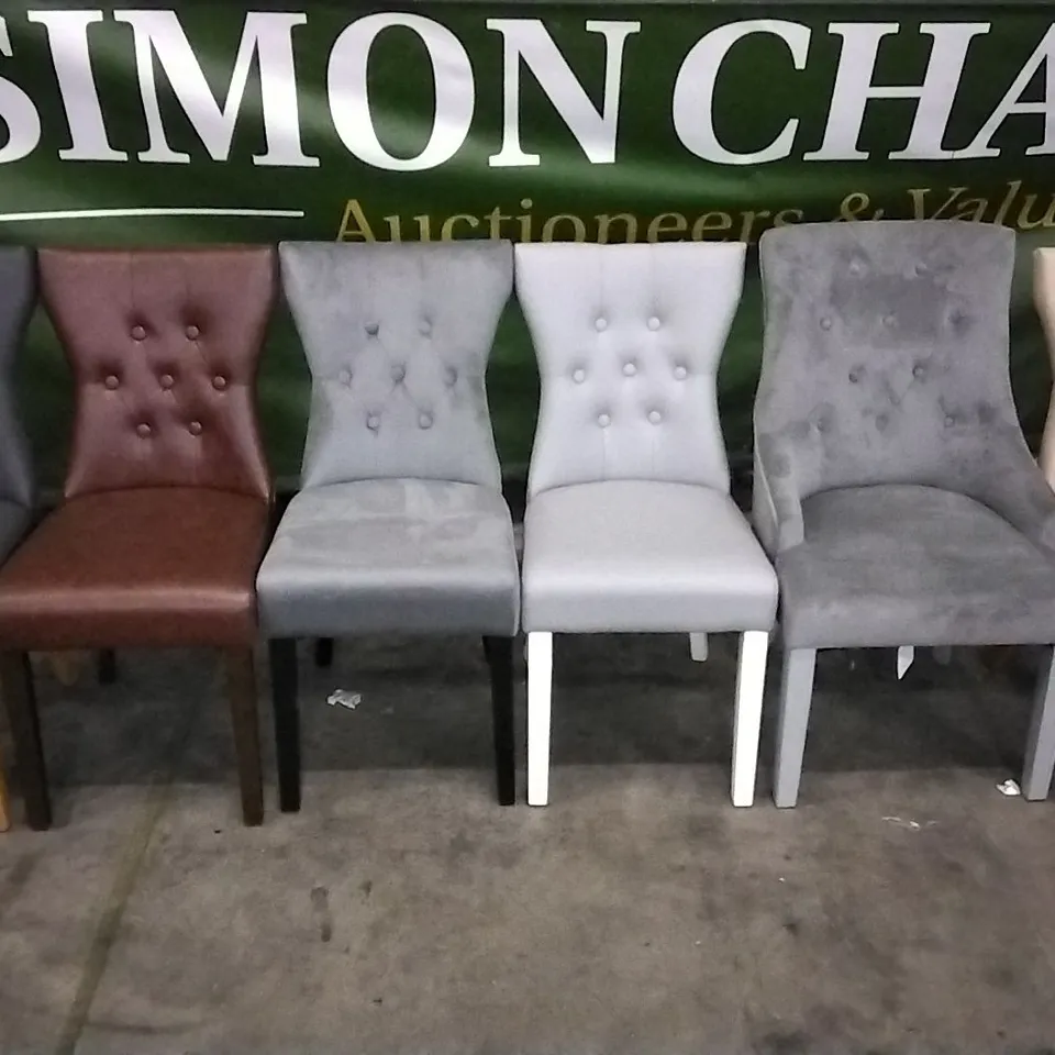 SET OF 6 ASSORTED BUTTONBACK DINING CHAIRS