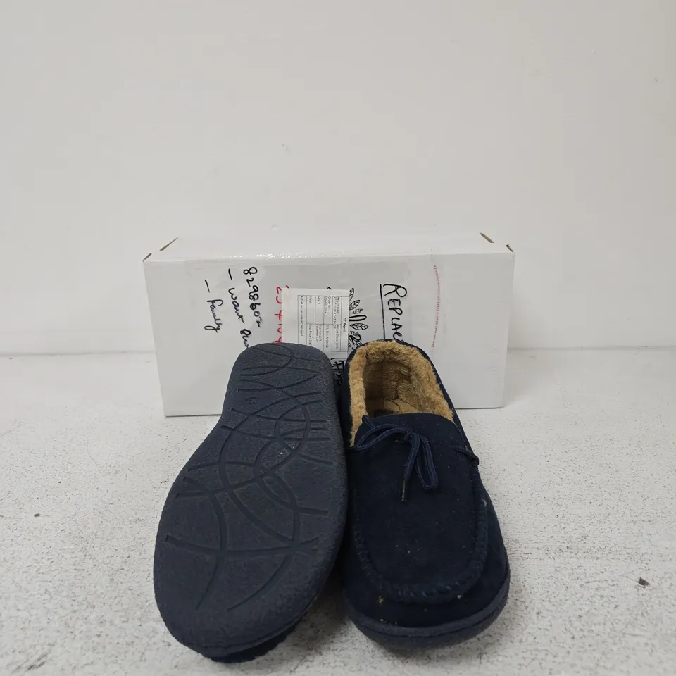 UK SIZE 10 JO & JOE MALCOLM NAVY MOCCASIN SLIPPERS