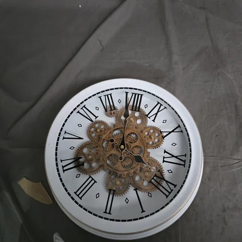 DECORATIVE GEAR WALL CLOCK WITH ROMAN NUMERALS