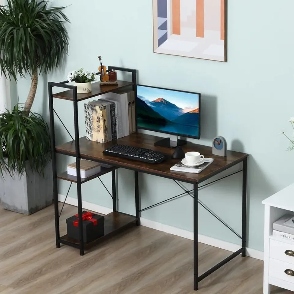 BOXED HOMCOM COMPUTER DESK - DARK WOODGRAIN