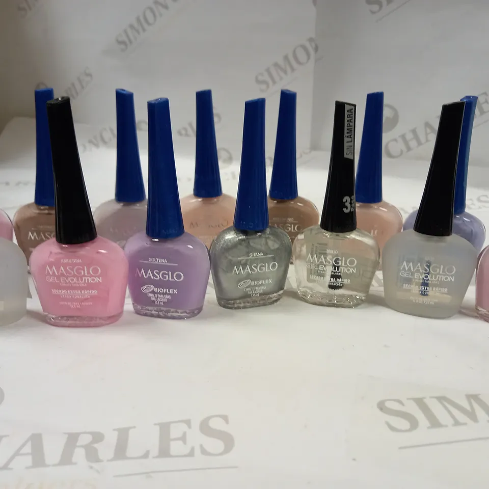 MASGLO BIOFLEX NAIL POLISH LACQUER COLLECTION APPROX. 20 ITEMS 
