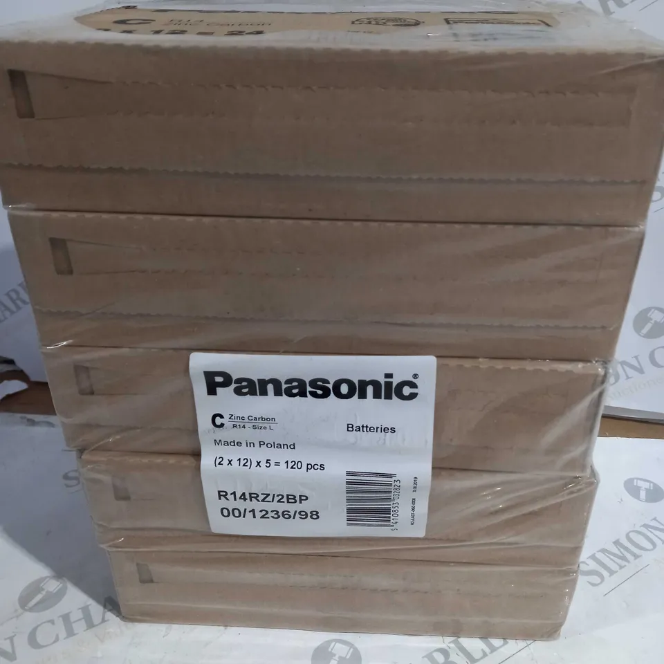 APPROXIMATELY 5 PACKS OF PANASONIC R14 ZINC CARBON BATTERIES (24 PER PACK)