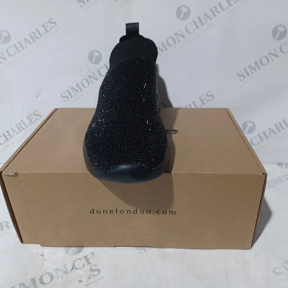BOXED PAIR OF DUNE LONDON ELIXIR SPORT SHOES IN BLACK SIZE 7