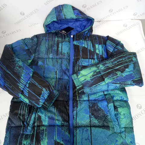 HYPE BLUE GRAFITI KIDS PUFFER JACKET SIZE 14 YEARS