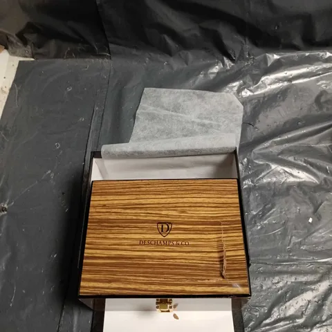 DESCHAMP & CO SKELETON DIAL WATCH β STAINLESS STEEL CASE, RUBBER STRAP