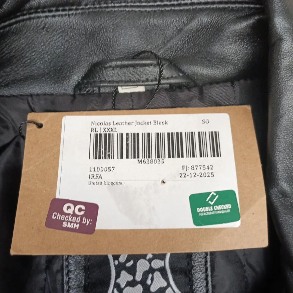 NICOLAS LEATHER JACKET BLACK – XXXL