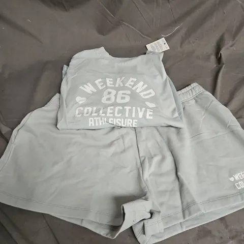 WEEKEND COLLECTIVE TSHIRT & SHORTS SET IN SAGE GREEN SIZE XL