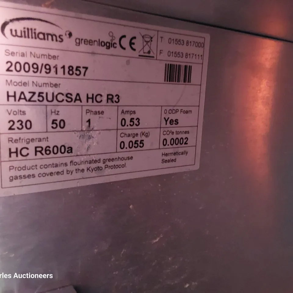 WILLIAMS UNDERCOUNTER FRIDGE HAZ5UCSA HC R3