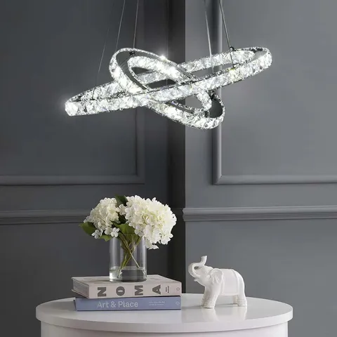 BOXED SIDNEY 2-LIGHT SILVER LED CRYSTAL PENDANT (1 BOX)