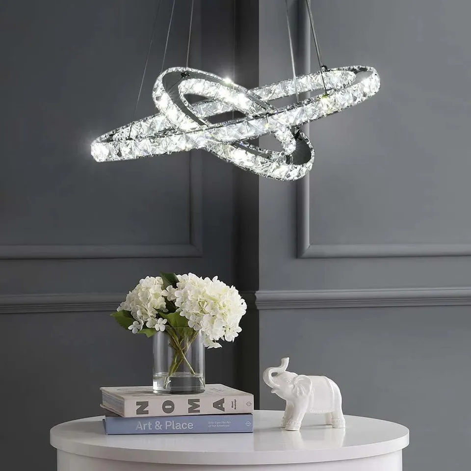 BOXED SIDNEY 2-LIGHT SILVER LED CRYSTAL PENDANT (1 BOX)