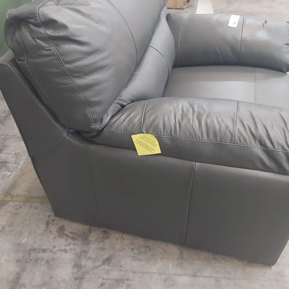 DESIGNER EASY CHAIR GREY LEATHER 