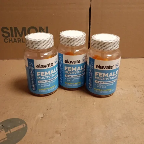 3 X ELAVATE FEMALE MULTIVITAMINS MANGO FLAVOUR 60 GUMMIES