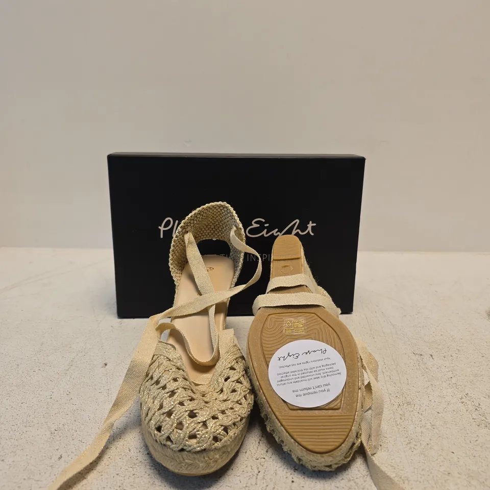 PHASE EIGHT BEIGE WEDGE ESPADRILLE SANDALS – BOXED (UK WOMEN’S) SIZE 8