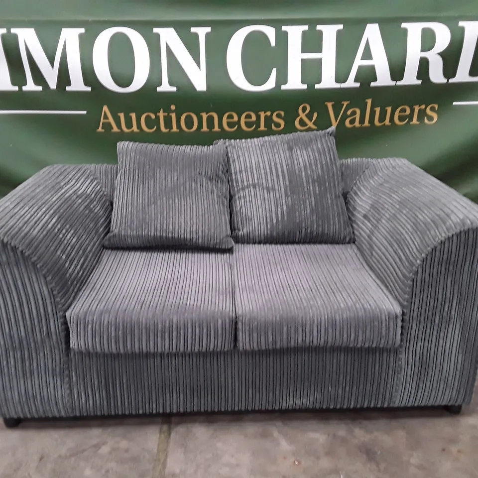 QUALITY DESIGNER DUVERNAY 2 SEATER SOFA - GREY JUMBO CORD FABRIC 