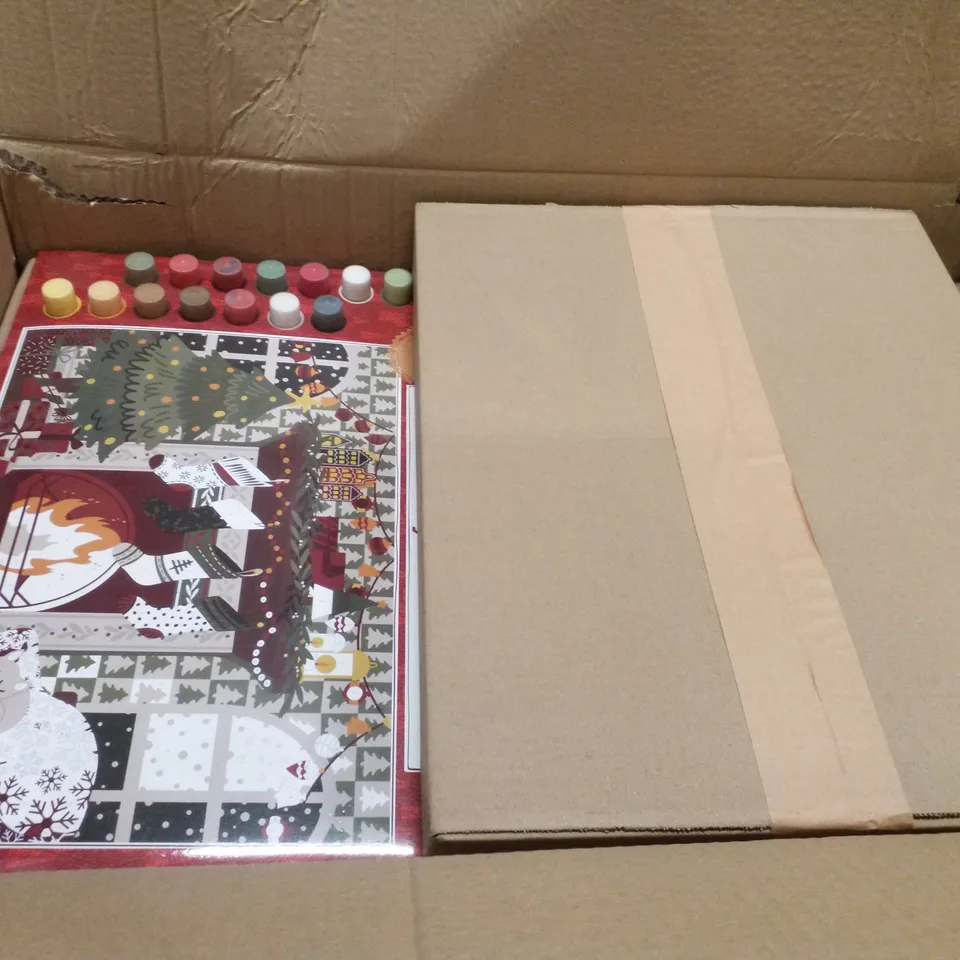 PALLET CONTAINING ASSORTED CHRISTMAS  DECORATIONS INCLUDING PAINT BY NUMBERS SETS, LED STAR NEON LIGHTS, MIRROR BALL LED LIGHTS, MACHE GINGERBREAD HOUSES & DIY SNOWGLOBES