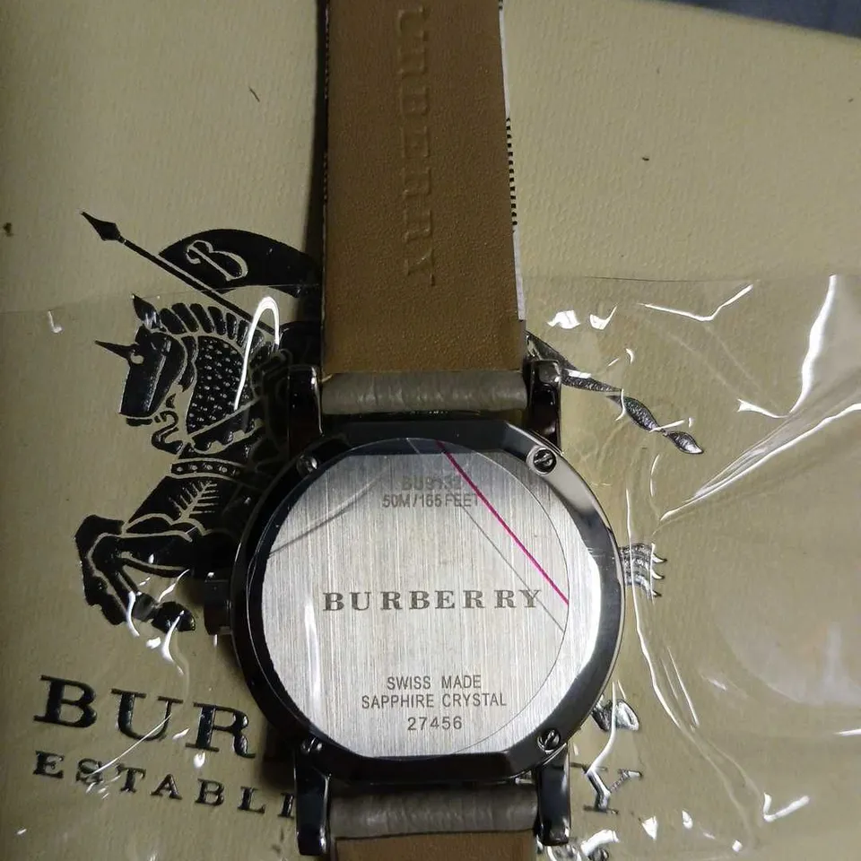 BOXED BURBERRY LADIES WATCH WITH LEATHER STRAP