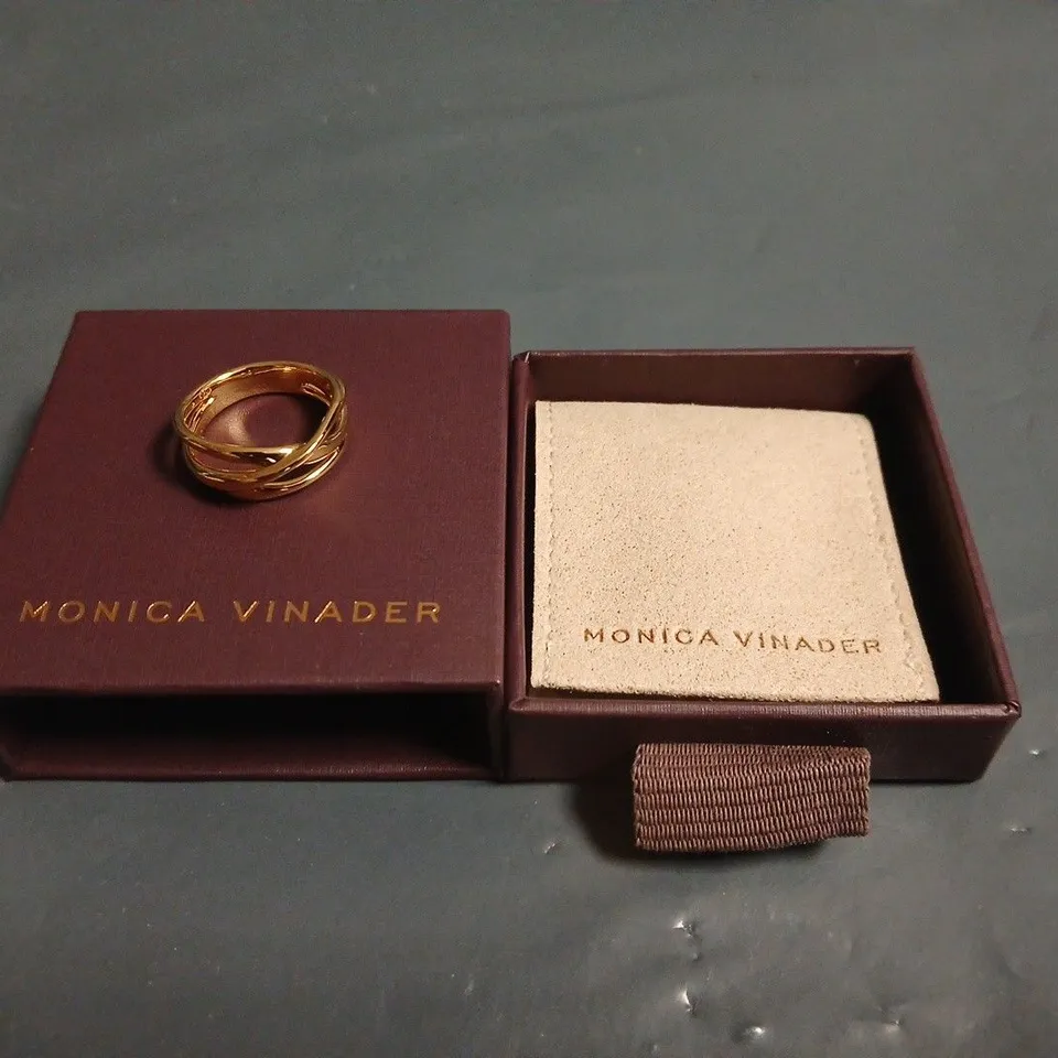 MONICA VINADER GOLD-TONE TRIPLE-BAND RING - 925 STAMP