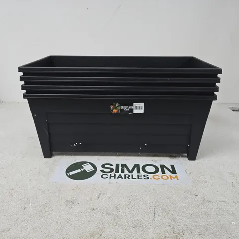 4 55CM RECTANGULAR PLANTERS GROSVENOR BLACK
