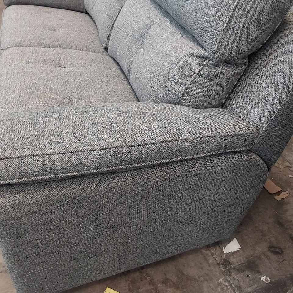 QUALITY BRITISH DESIGNER G PLAN  HANNINGTON THREE SEATER SOFA DAPPLE KINGFISHER FABRIC 