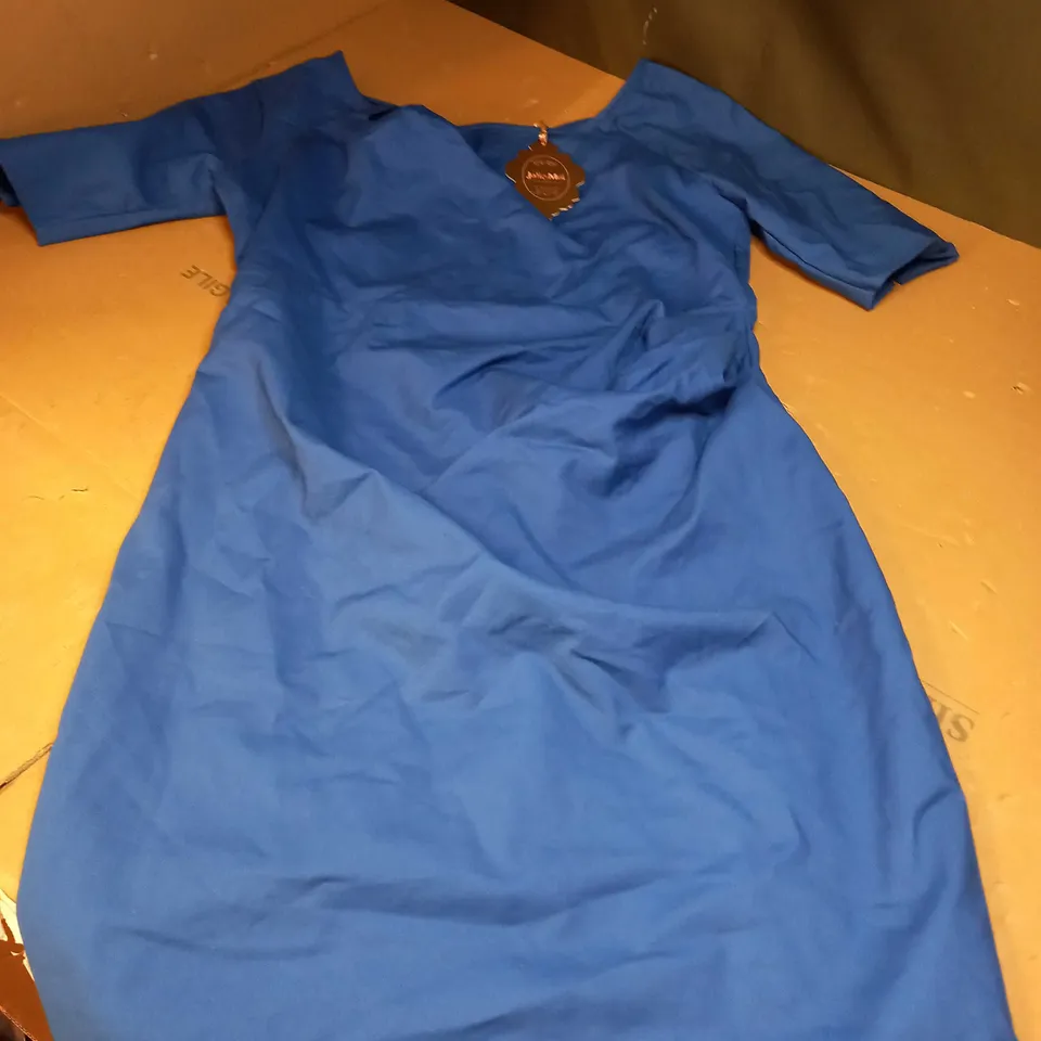 JOLIE MOI SCOOP NECK HALF SLEEVED DRESS - BLUE SIZE 20