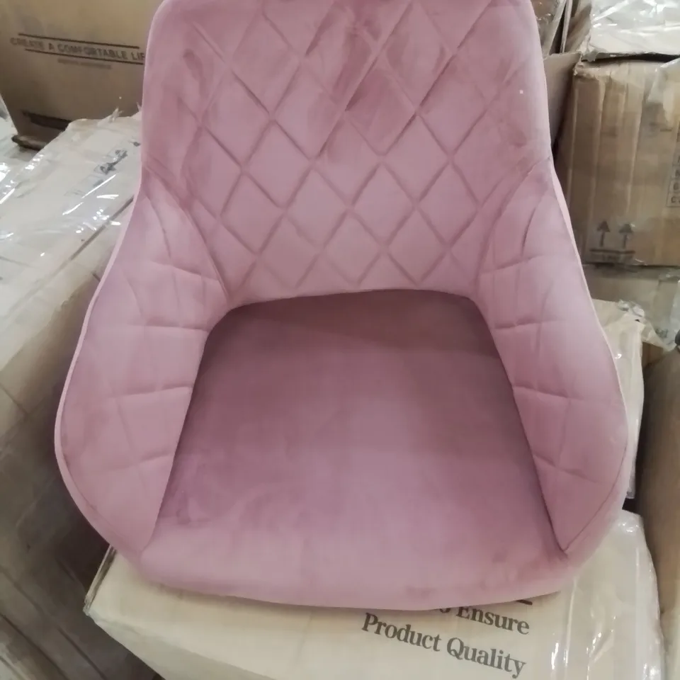 A BOXED PAIR OF PINK VELVET SIDE CHAIRS