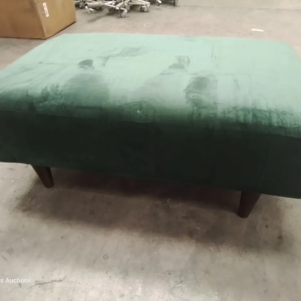 DESIGNER RECTANGULAR FOOTSTOOL GREEN VELVET