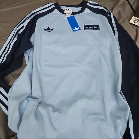 ADIDAS X OASIS LIGHT BLUE LONG-SLEEVE TOP WITH NAVY SLEEVES ADIDAS OASIS