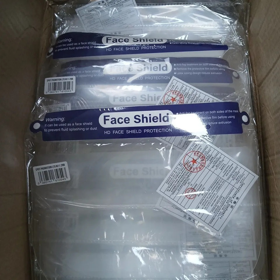 APPROXIMATELY 200 SEALED HD FACE SHIELD PROTECTORS 