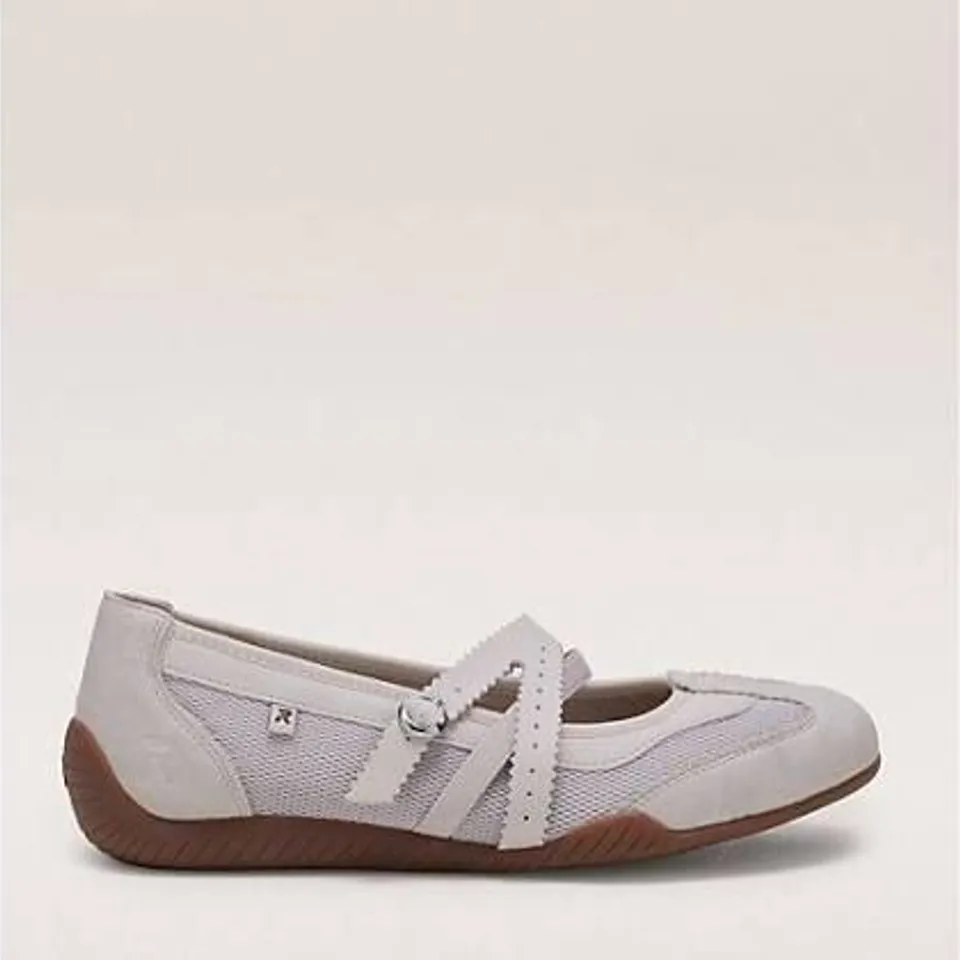 RIEKER STRAP BALLET PUMP IN CREAM - SIZE 6