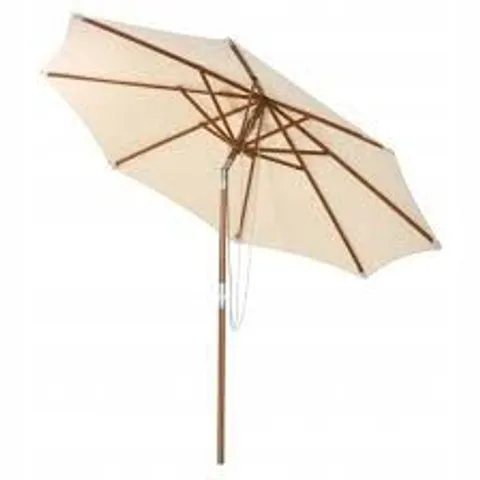 BOXED COSTWAY 2.7/3m WOODEN PATIO PARASOL SUN SHADE UMBRELLA WITH 8 RIBS - BEIGE