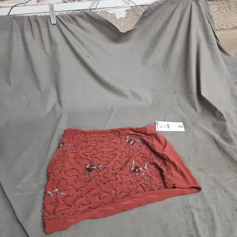 BERSHKA WOMEN'S RED EMBELLISHED MINI SKIRT – XS 