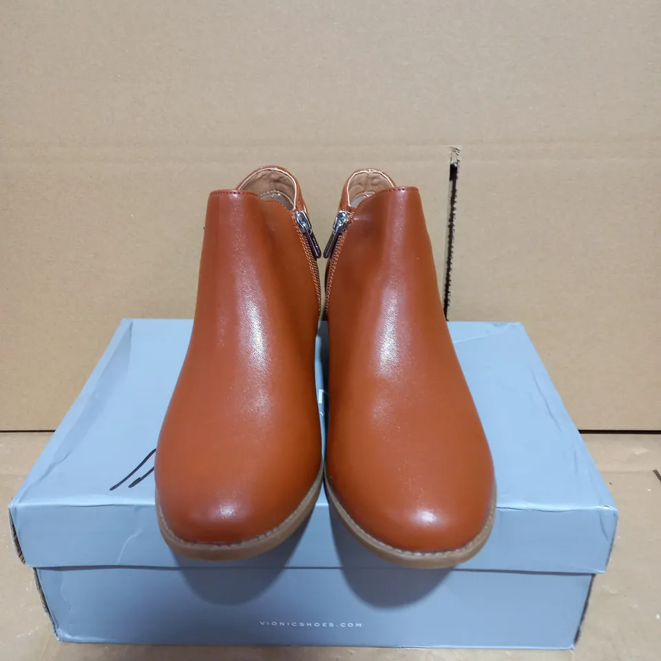 VIONIC ORTHOTIC MILLIE ANKLE BOOT W/ FMT TECHNOLOGY TOFFEE LEATHER UK SIZE 6