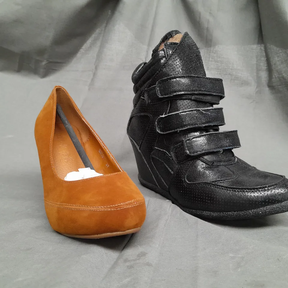 BOX OF APPROX 10 ASSORTED SHOES IN VARIOUS COLOURS & SIZES