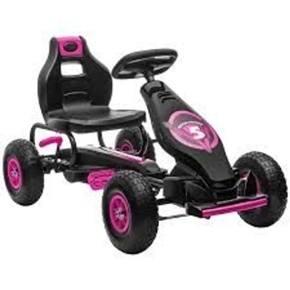 BOXED HOMCOM KIDS PEDAL GO KART - PINK/BLACK (1 BOX)