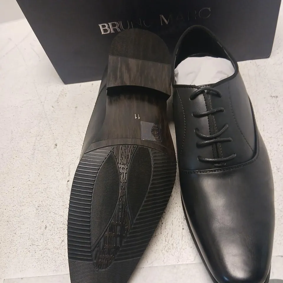 BRUNO MARC BLACK LEATHER OXFORD SHOES – UK 10 (US 11)