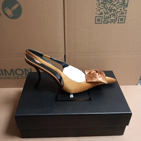 BOXED PAIR OF SAINT LAURENT POINTED-TOE SLINGBACK STILETTO HEEL SHOES - 7