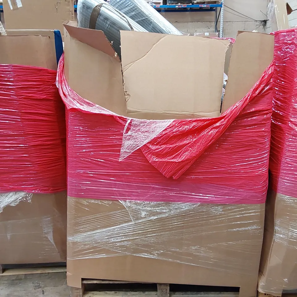 PALLET OF ASSORTED ITEMS INCLUDING: SPACE HEATER, PET BED, FOLDING MATTRESS, DISH DRYING RACK. DIY ROMAN CLOCK ACRYLIC 