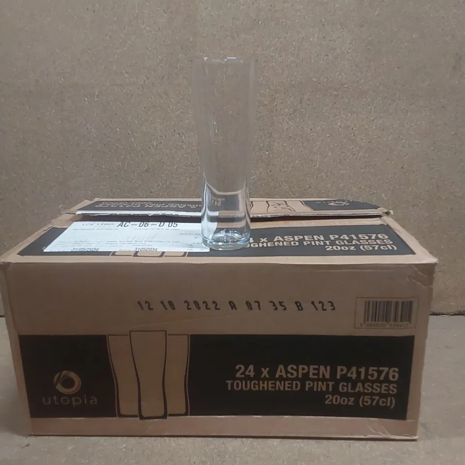 BOXED SET OF 20 ASPEN TOUGHENED PINT GLASSES - 20oz