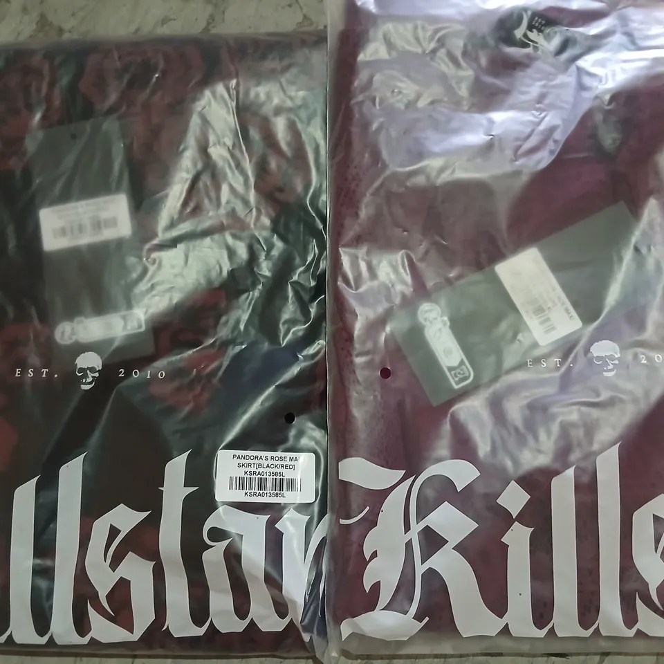 APPROXIMATELY 53 ITEMS OF ASSORTED BRAND NEW KILLSTAR CLOTHING TO INCLUDE; BELLADONNA LACE MAXI SKIRT AND PANDORAS ROSE MAXI SKIRT